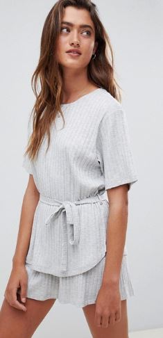 Fancy Inexpensive Women's Pajamas - Asos Ribbed Tie Waist Short Pajama Set 